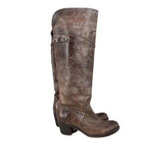 Frye Distressed Brown Leather Heeled Boots